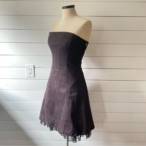 Tripp NYC - Black and Red Corset Polkadot Strapless Dress- LARGE